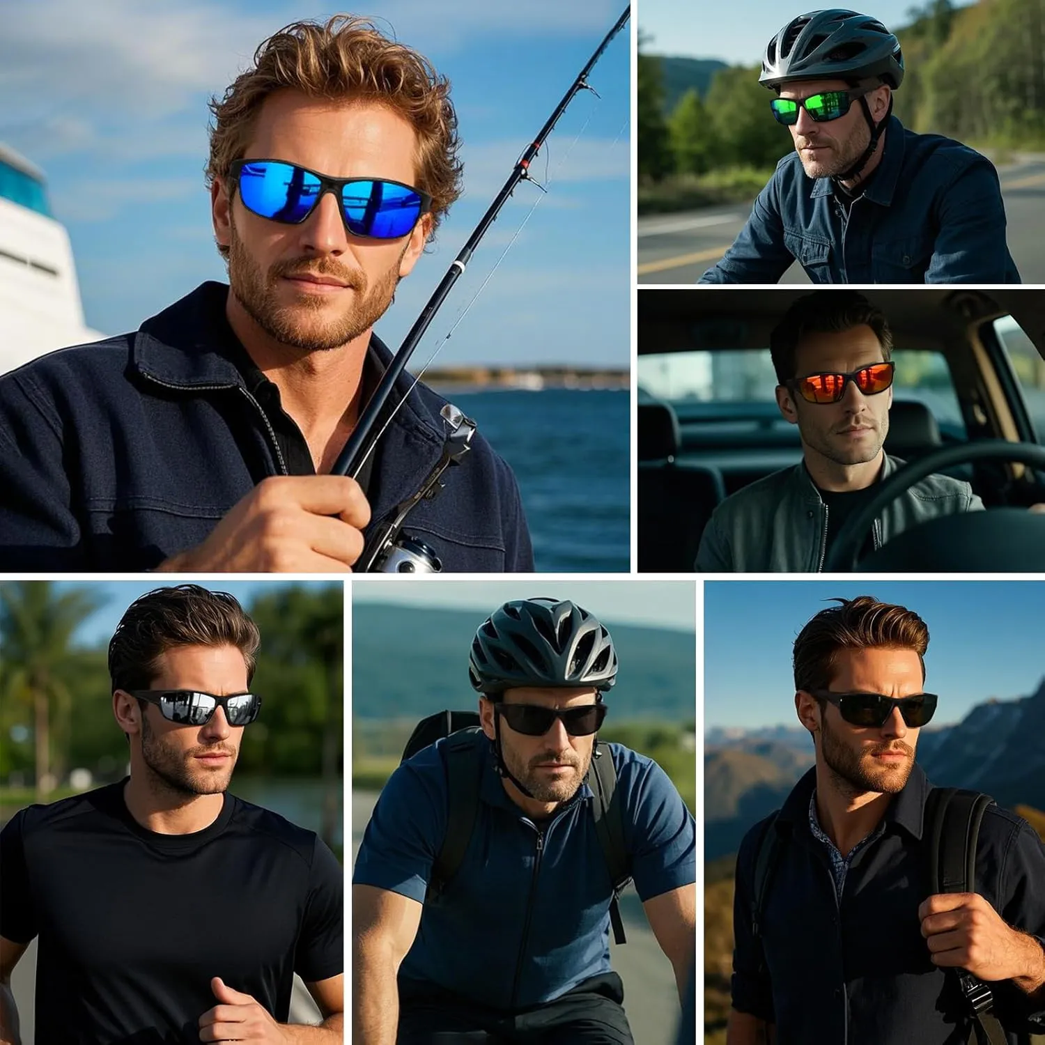 Polarized Sports Sunglasses for Men Women Driving Cycling Fishing Wrap Around Sun Glasses UV400 Protection