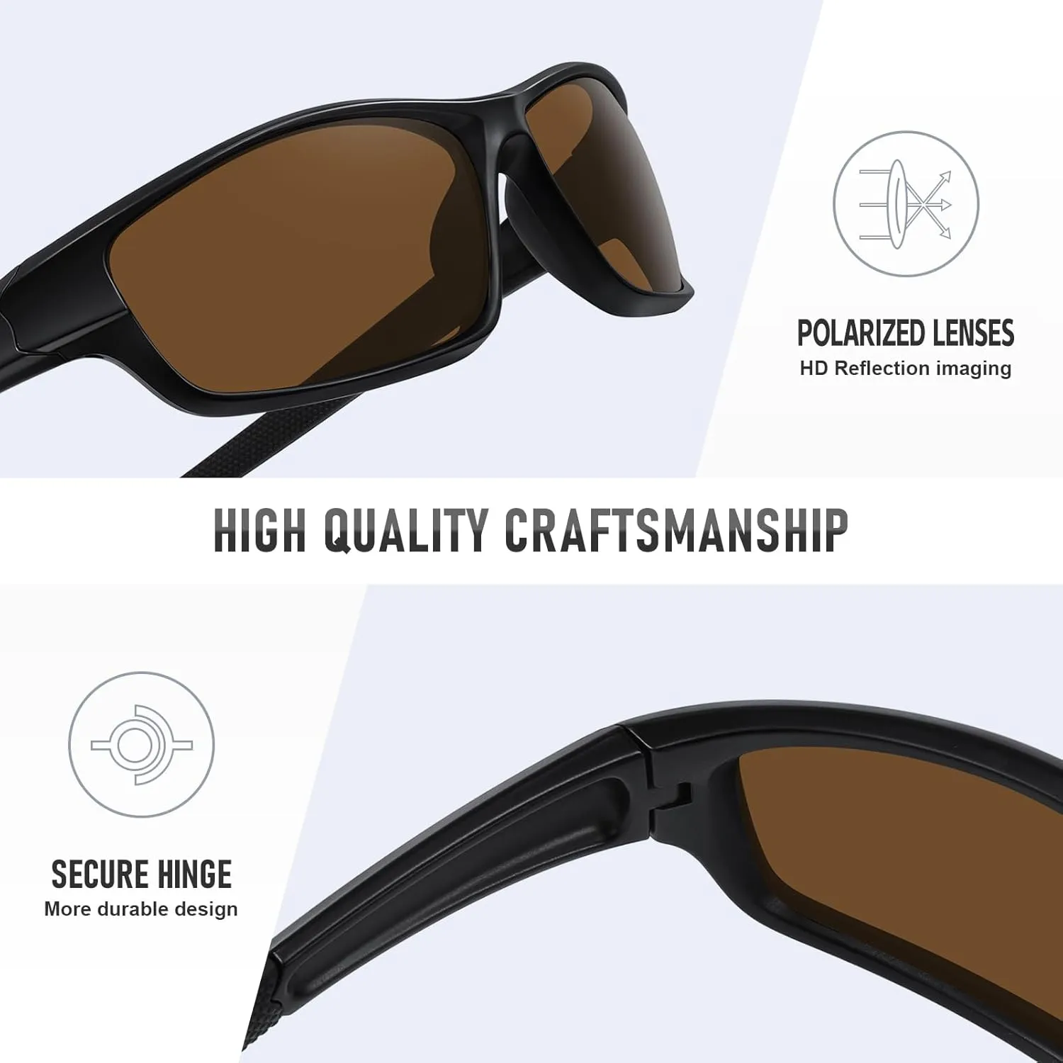 Polarized Sports Sunglasses for Men Women Driving Cycling Fishing Wrap Around Sun Glasses UV400 Protection