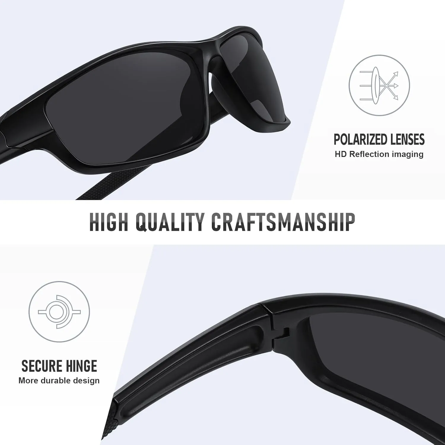 Polarized Sports Sunglasses for Men Women Driving Cycling Fishing Wrap Around Sun Glasses UV400 Protection