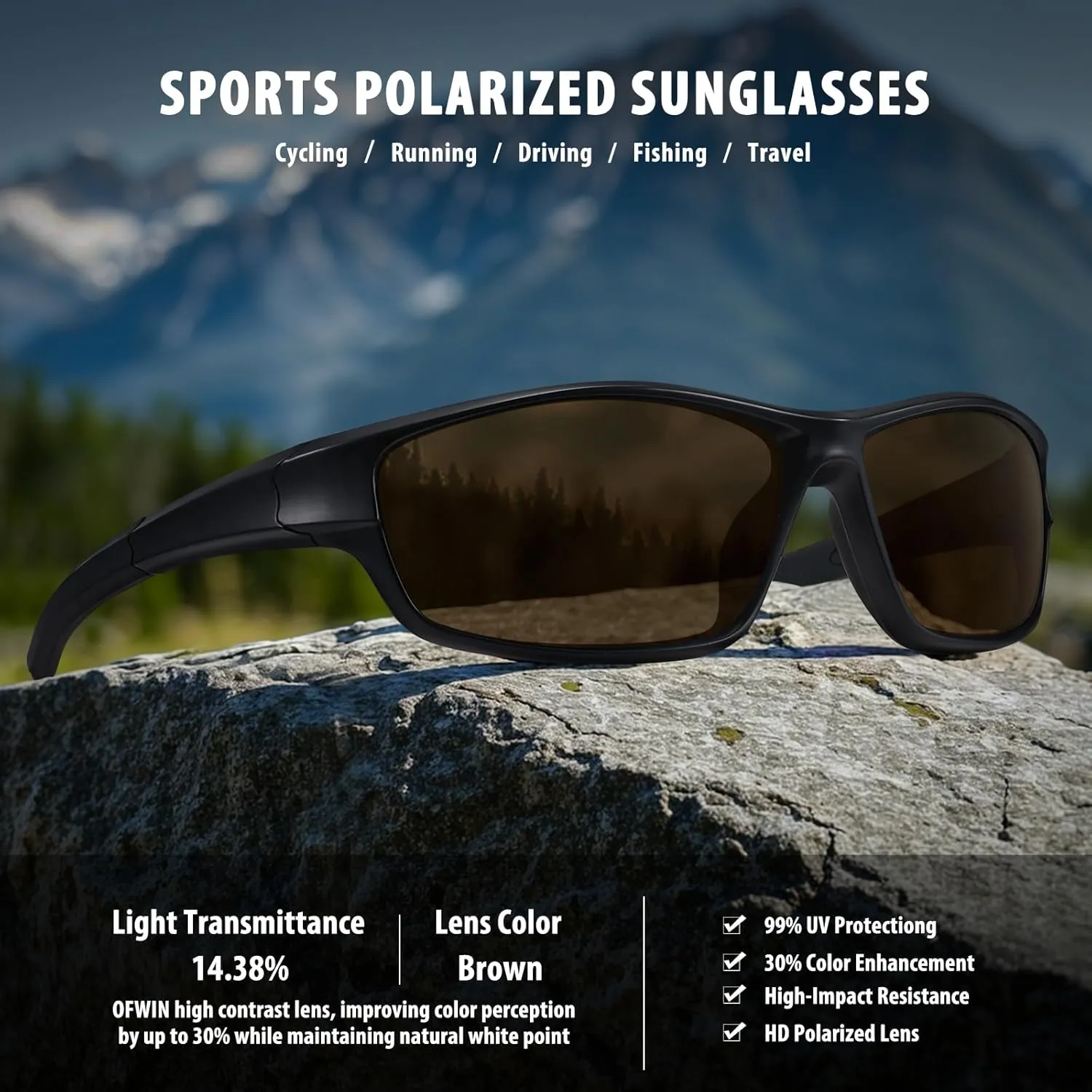 Polarized Sports Sunglasses for Men Women Driving Cycling Fishing Wrap Around Sun Glasses UV400 Protection