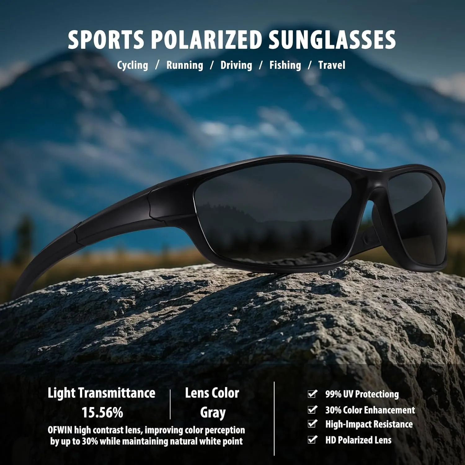 Polarized Sports Sunglasses for Men Women Driving Cycling Fishing Wrap Around Sun Glasses UV400 Protection