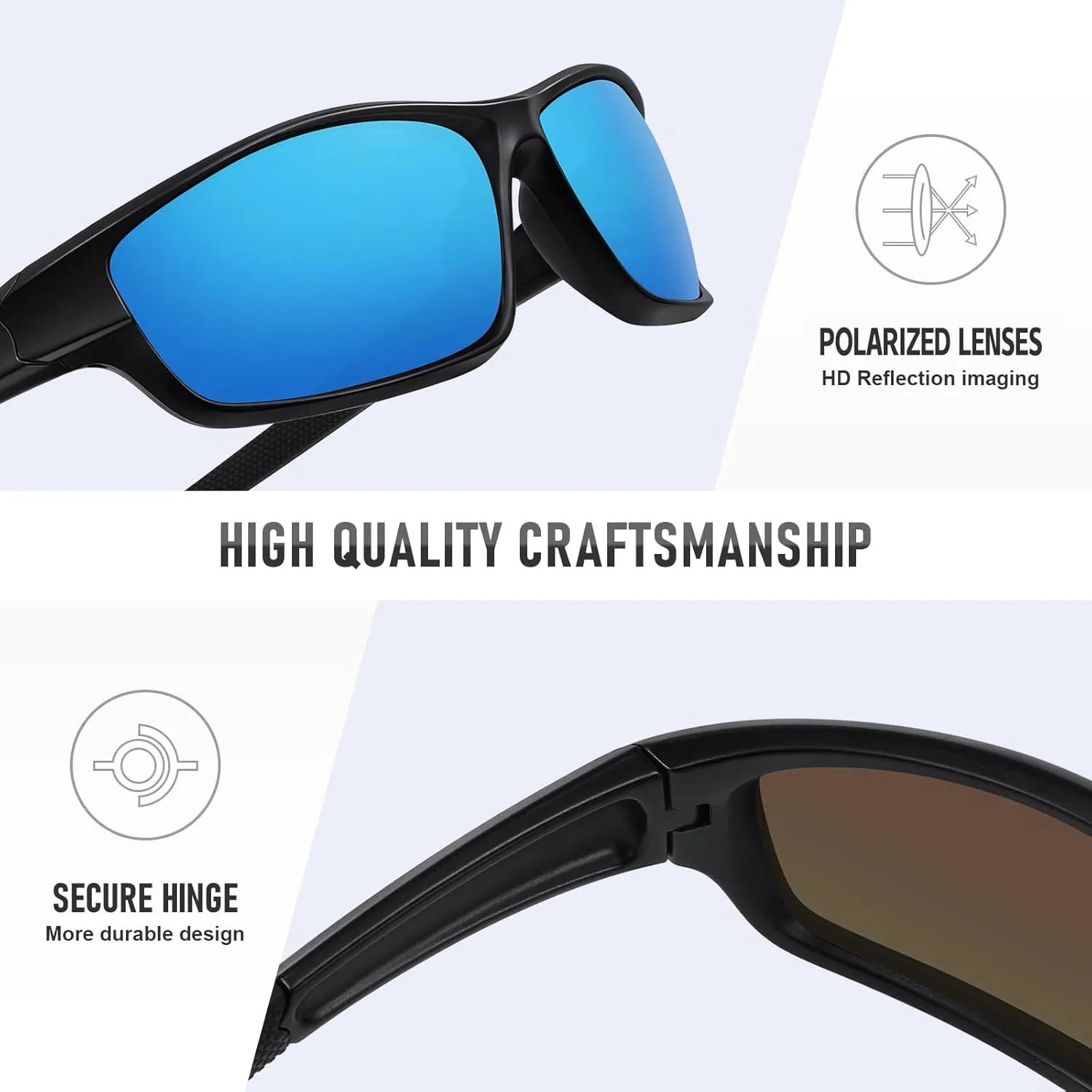Polarized Sports Sunglasses for Men Women Driving Cycling Fishing Wrap Around Sun Glasses UV400 Protection