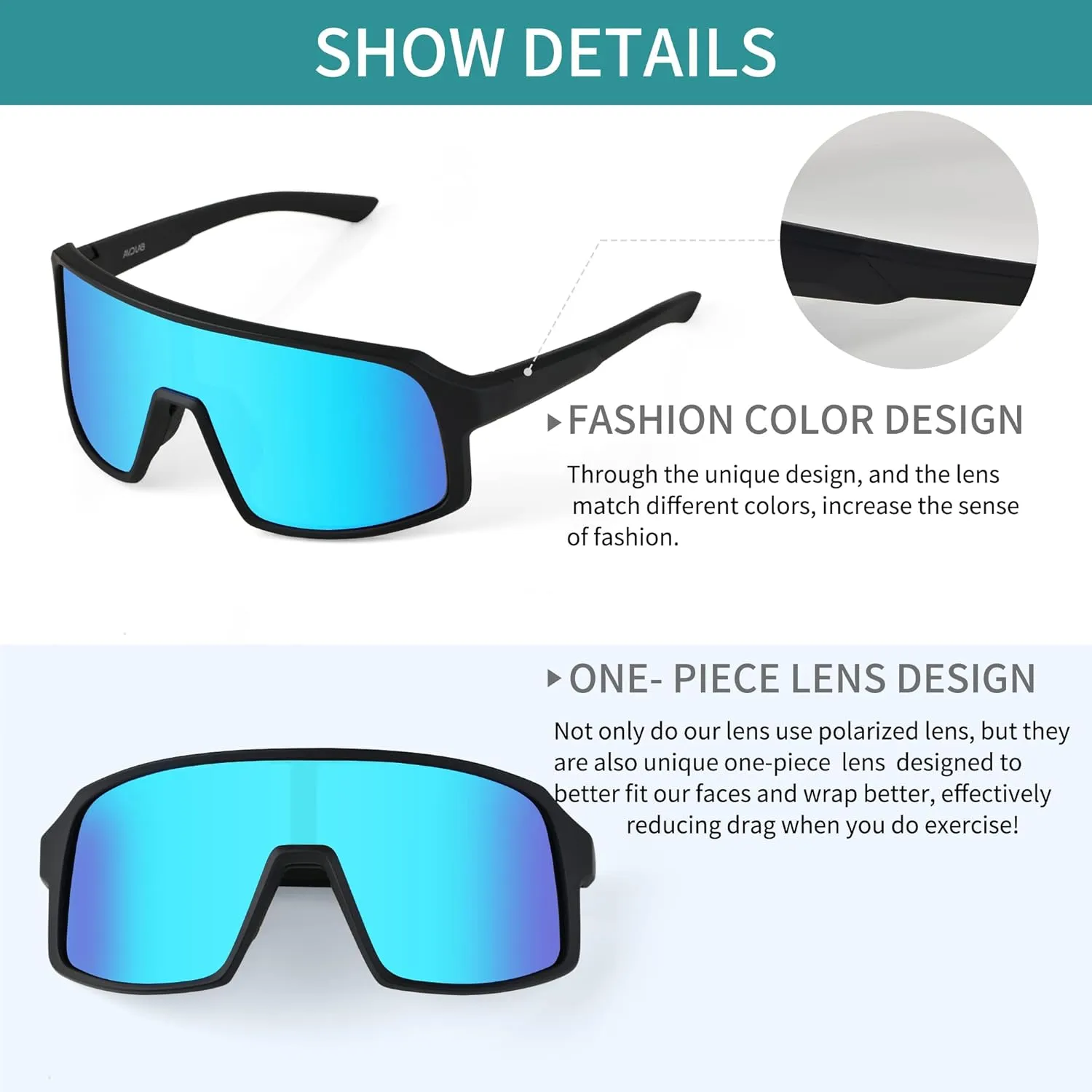 Polarized Sports Sunglasses, UV400 Protection Cycling Glasses for Women & Men, Baseball/Fishing/Running/Golf AB2203