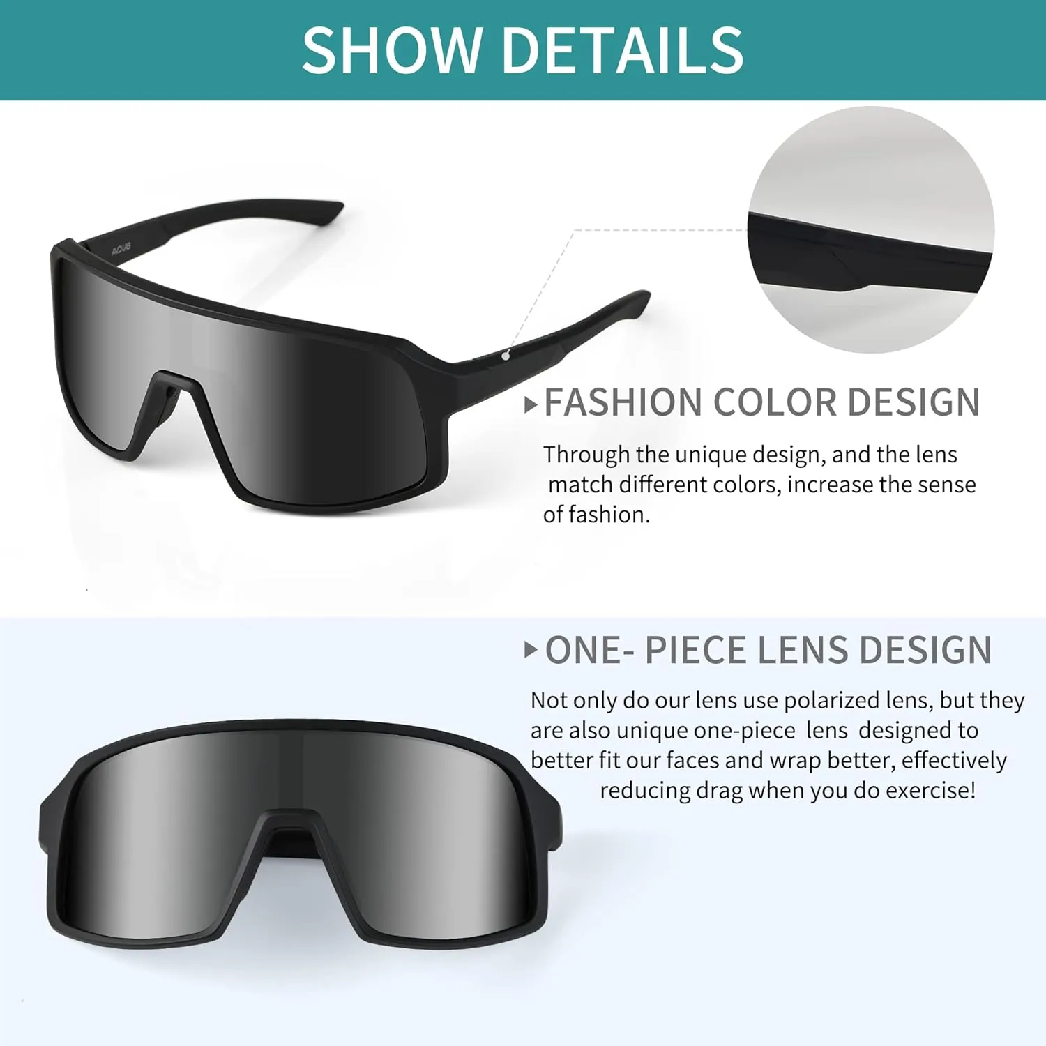 Polarized Sports Sunglasses, UV400 Protection Cycling Glasses for Women & Men, Baseball/Fishing/Running/Golf AB2203