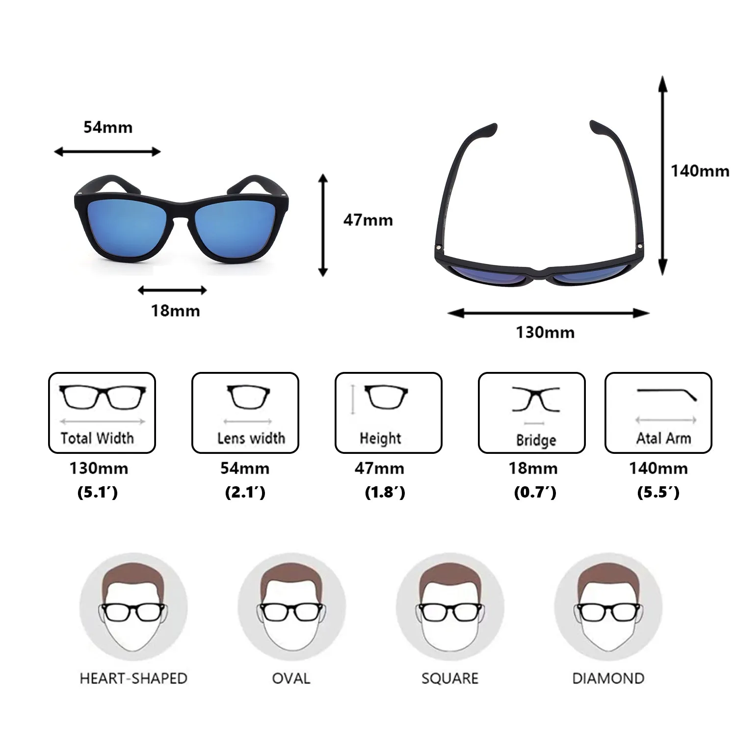 Polarized Sports Sunglasses with Mirror Lens TS001MBK