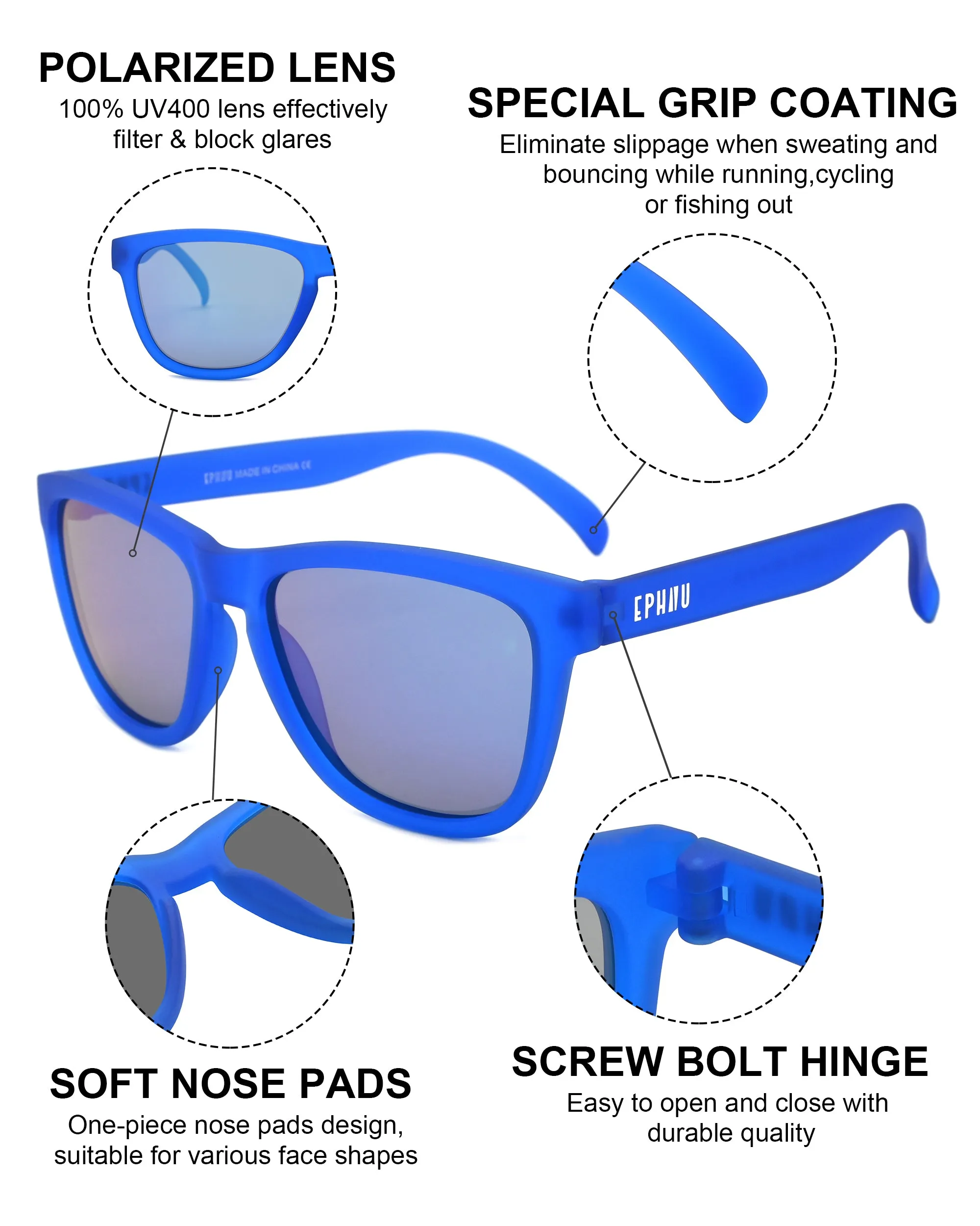 Polarized Sports Sunglasses with Mirror Lens TS001TDB