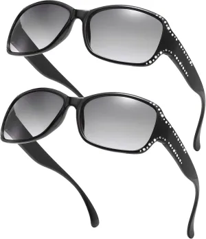 Polarized Sunglasses for Women, Rhinestone Bling Oval Sun Glasses for Driving/Shopping UV Protection Shades