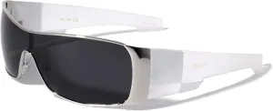 Polarized Texture Checkers Temple Curved One Piece Shield Lens Sunglasses