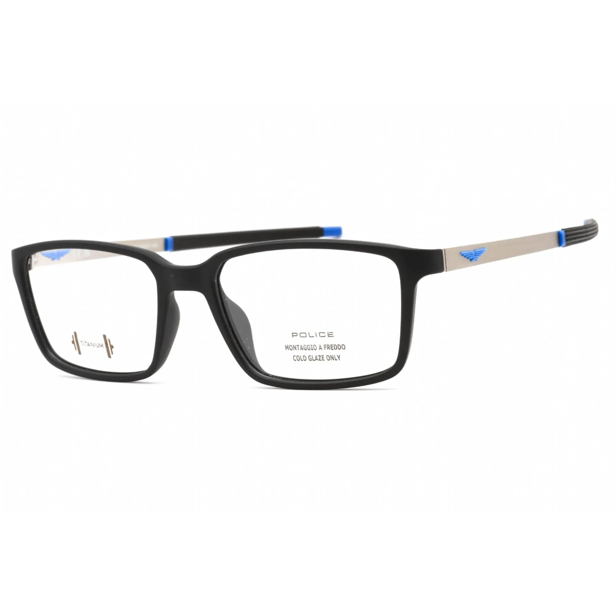 Police Men's Eyeglasses - Semi Matte Black Injected Propionate Square | VPLF85M 0U28