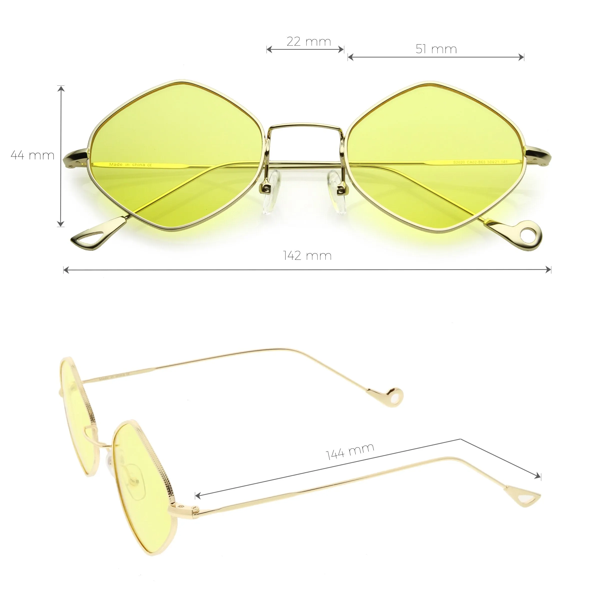 Premium Trending Retro 1990's Diamond Color Tone Lens Sunglasses C499