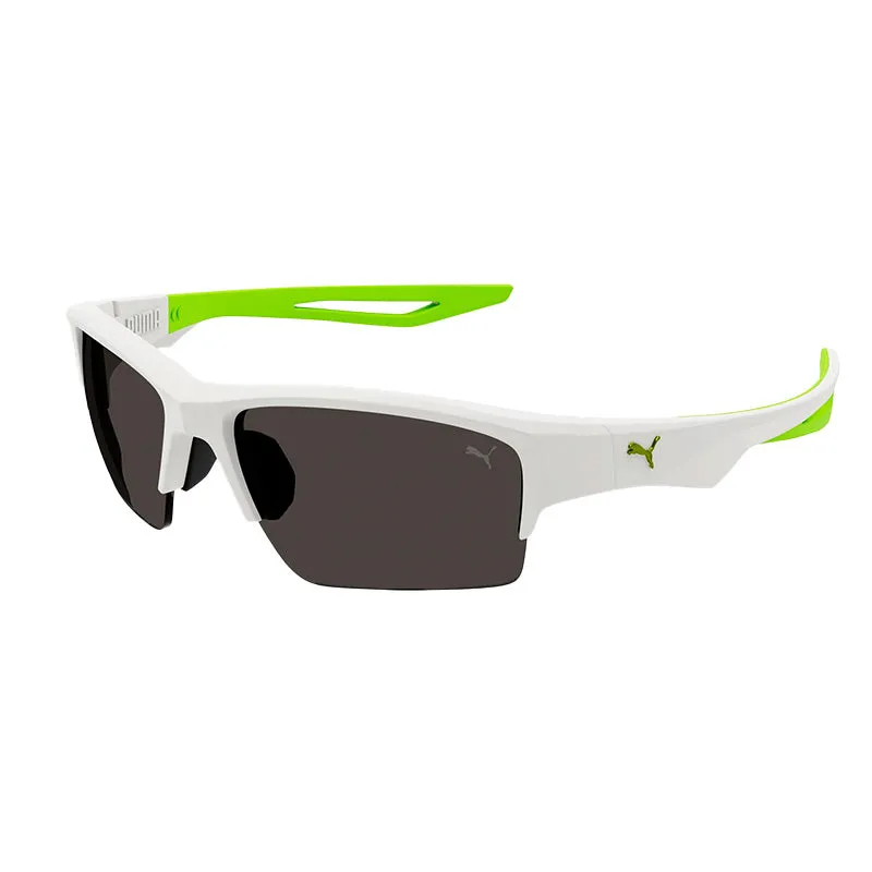 PUMA PU0400S White/Green/Smoke Sunglasses