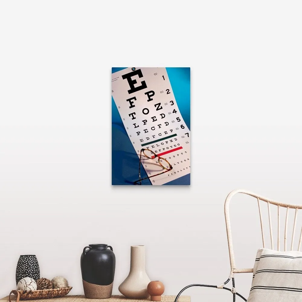 "Eye chart with eyeglasses" Canvas Wall Art