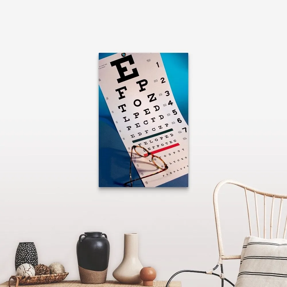 "Eye chart with eyeglasses" Canvas Wall Art