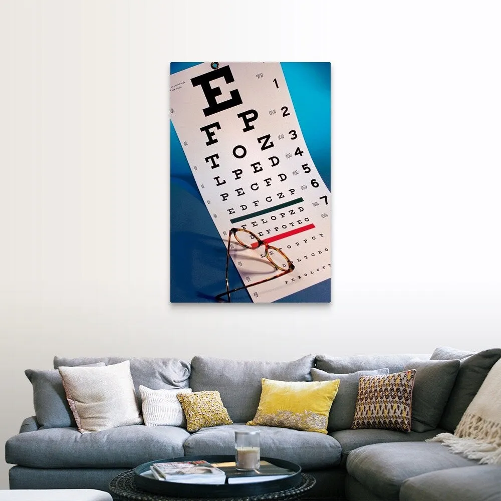 "Eye chart with eyeglasses" Canvas Wall Art