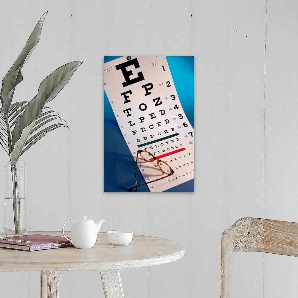 "Eye chart with eyeglasses" Canvas Wall Art