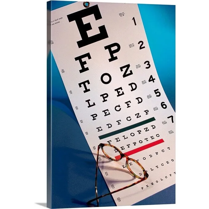 "Eye chart with eyeglasses" Canvas Wall Art