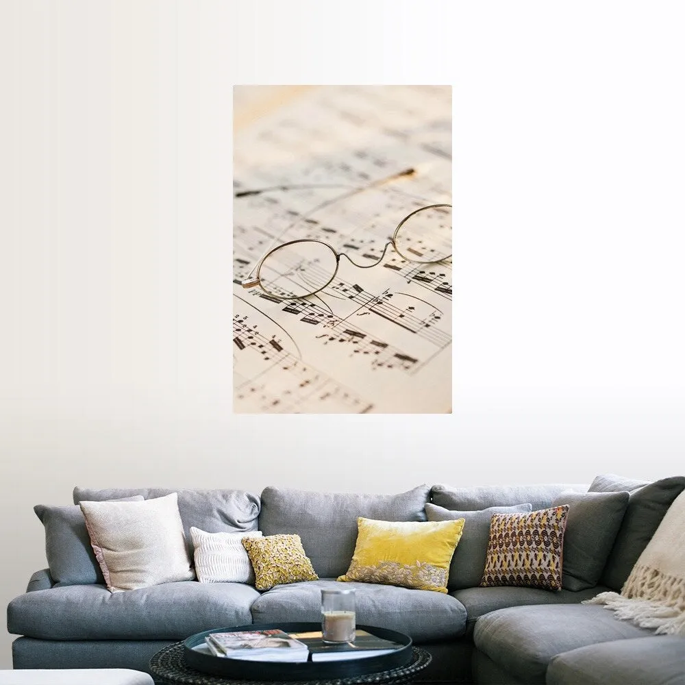 "Eyeglasses on sheet music" Poster Print - Multi