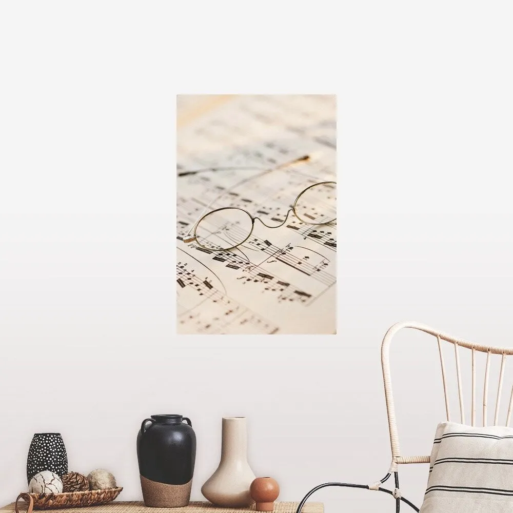 "Eyeglasses on sheet music" Poster Print - Multi