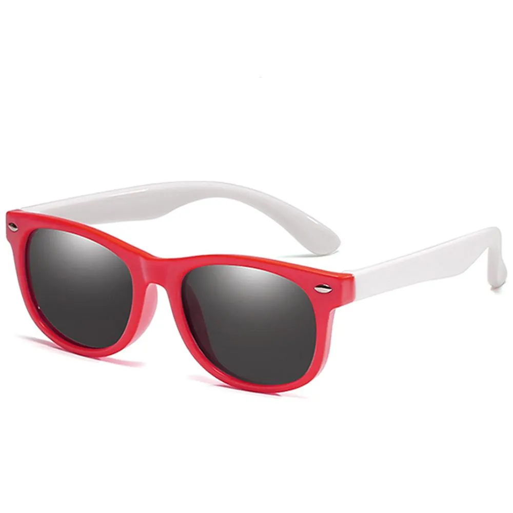Rainbow - (Age 3-12)Kids UV400 Protective Polarized Sunglasses-Red&White