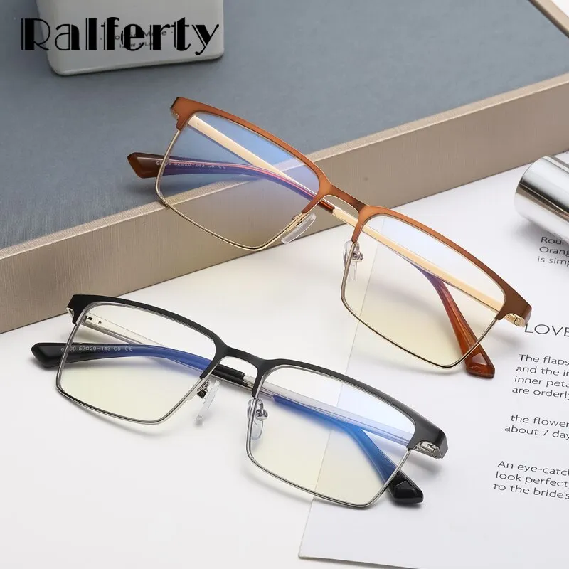 Ralferty Men's Full Rim Square Acetate Alloy Eyeglasses F95899