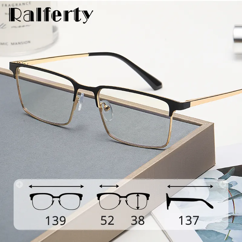 Ralferty Men's Full Rim Square Acetate Alloy Eyeglasses F95899