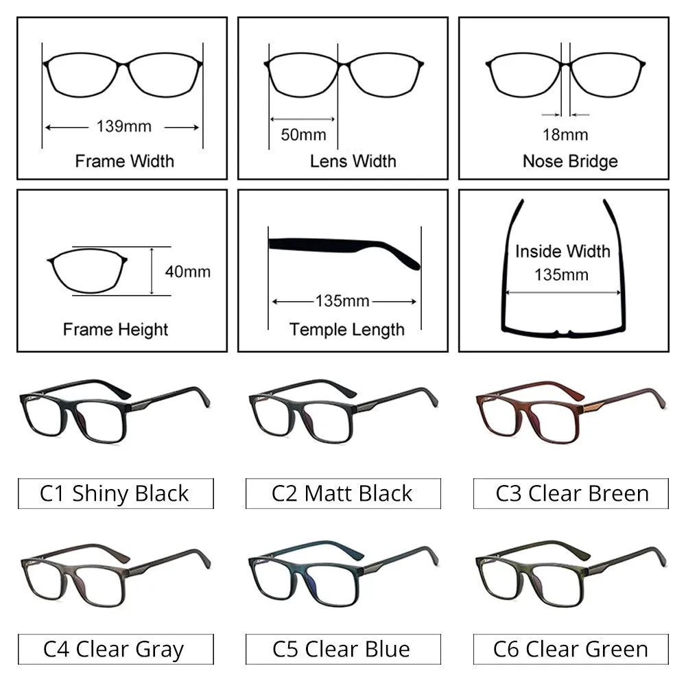 Ralferty Men's Full Rim Square Tr 90 Acetate Eyeglasses F95375