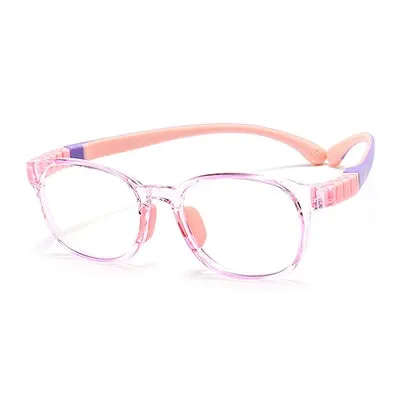 Ralferty Unisex Children's Full Rim Round Square Tr 90 Silicone Eyeglasses M91029