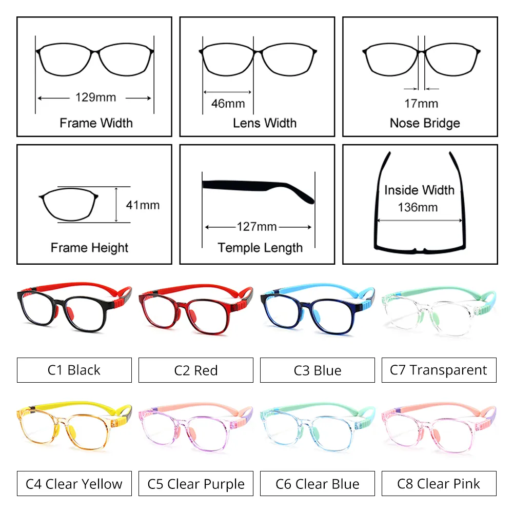 Ralferty Unisex Children's Full Rim Round Square Tr 90 Silicone Eyeglasses M91029