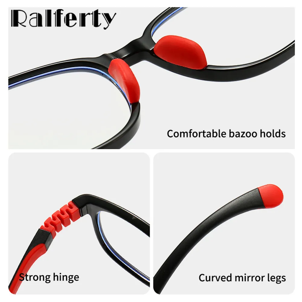 Ralferty Unisex Children's Full Rim Round Square Tr 90 Silicone Eyeglasses M91029