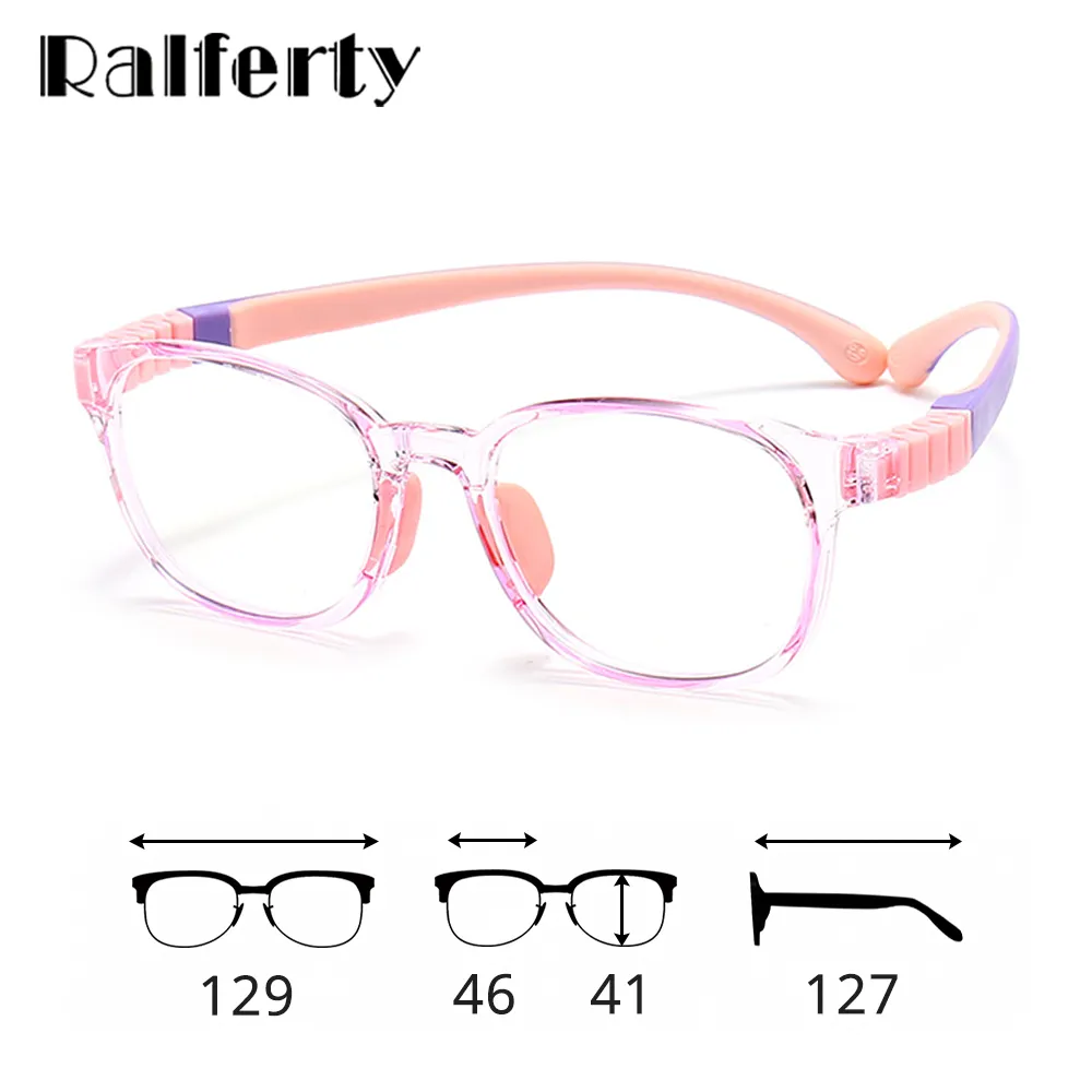 Ralferty Unisex Children's Full Rim Round Square Tr 90 Silicone Eyeglasses M91029