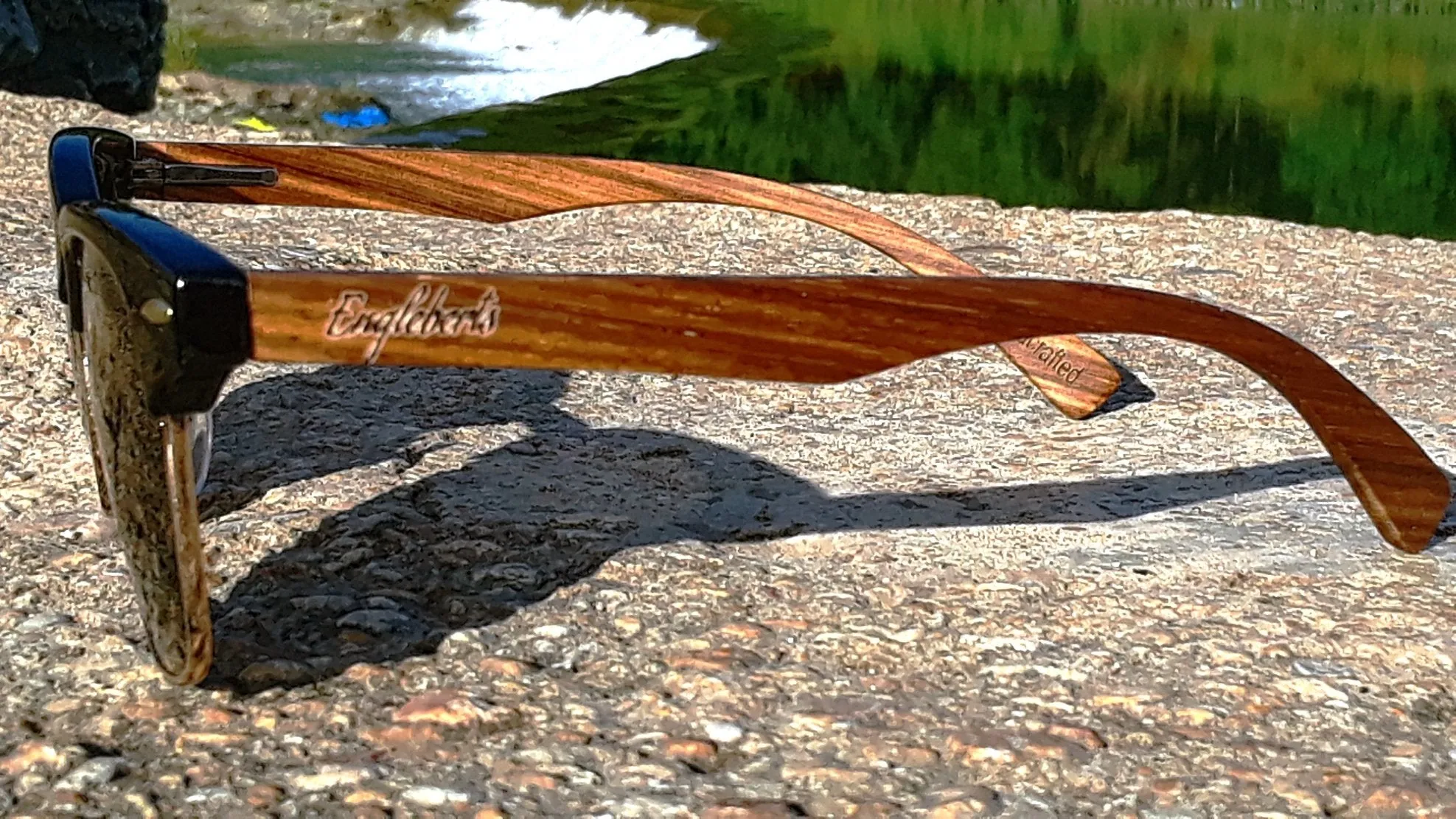 Real Walnut Wood Club Style Sunglasses, Polarized Lenses