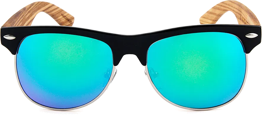 Real Zebra Wood Browline Style RetroShade Sunglasses by WUDN