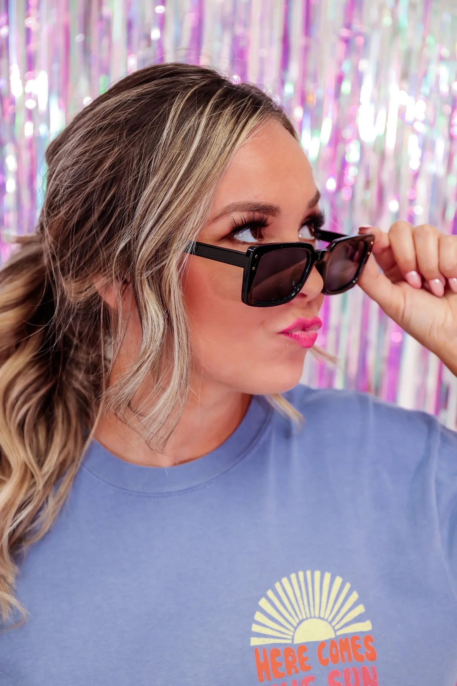 Rectangle Retro Fashion Sunglasses - Black