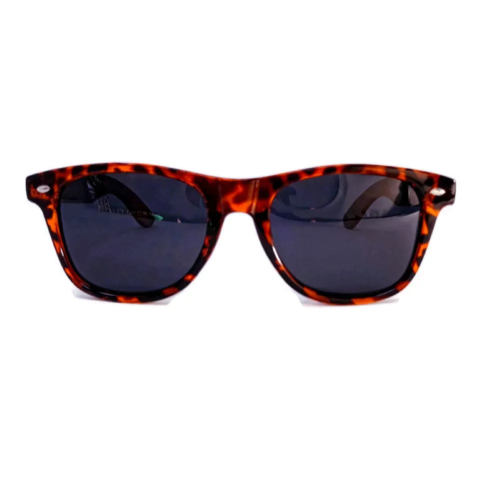 Red Bamboo Tortoise Framed Sunglasses, Polarized, Engraved