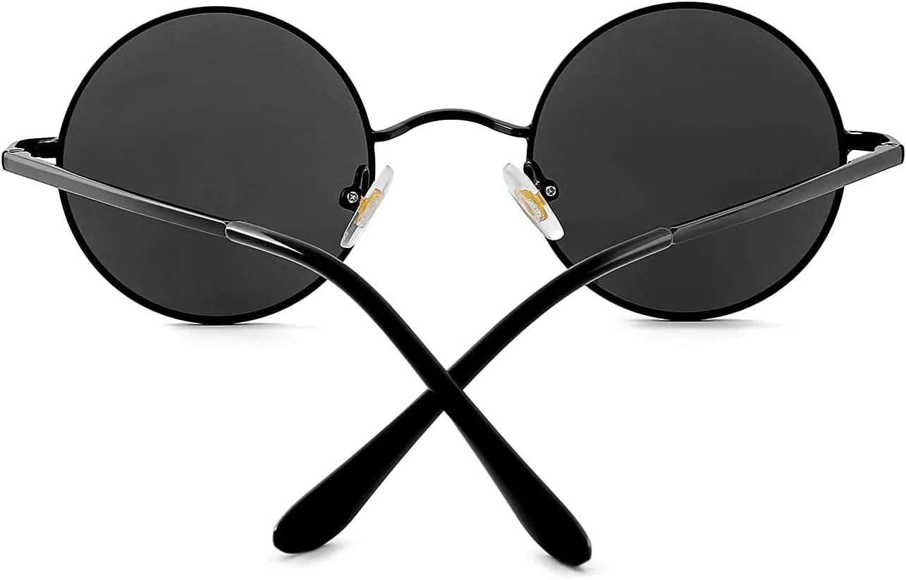 Red Lens Circle Glasses Small Round Polarized Sunglasses for Women Men Retro Hippie Style Circle Sun Glasses