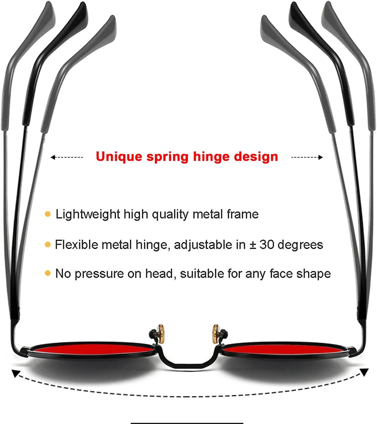 Red Lens Circle Glasses Small Round Polarized Sunglasses for Women Men Retro Hippie Style Circle Sun Glasses