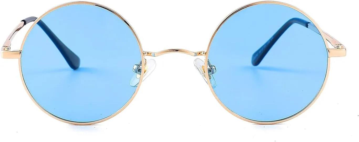 Red Lens Circle Glasses Small Round Polarized Sunglasses for Women Men Retro Hippie Style Circle Sun Glasses