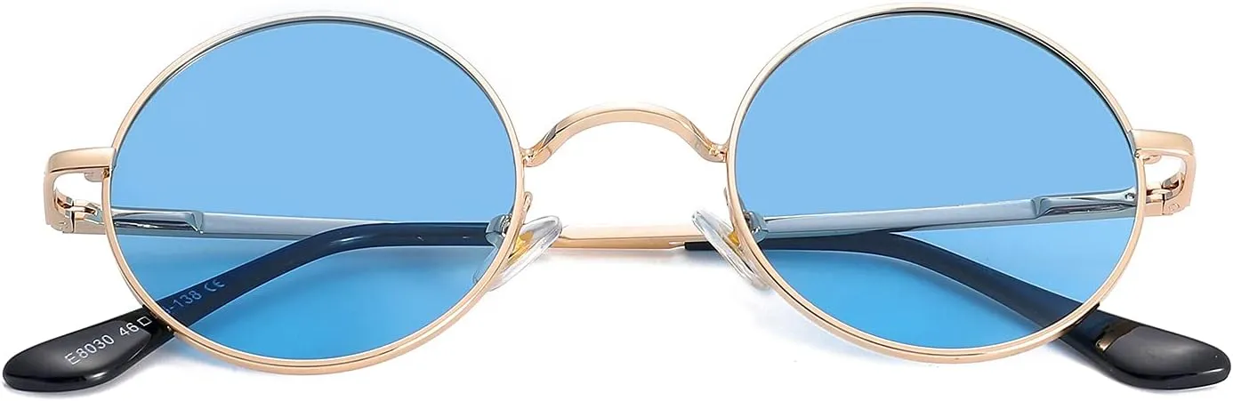 Red Lens Circle Glasses Small Round Polarized Sunglasses for Women Men Retro Hippie Style Circle Sun Glasses