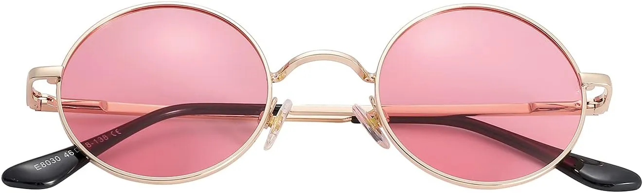 Red Lens Circle Glasses Small Round Polarized Sunglasses for Women Men Retro Hippie Style Circle Sun Glasses