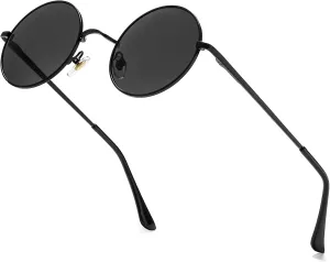 Red Lens Circle Glasses Small Round Polarized Sunglasses for Women Men Retro Hippie Style Circle Sun Glasses
