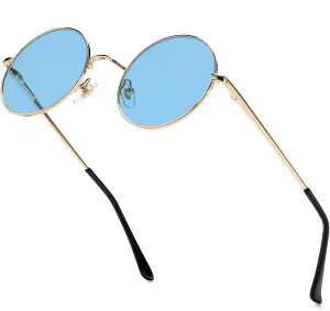 Red Lens Circle Glasses Small Round Polarized Sunglasses for Women Men Retro Hippie Style Circle Sun Glasses