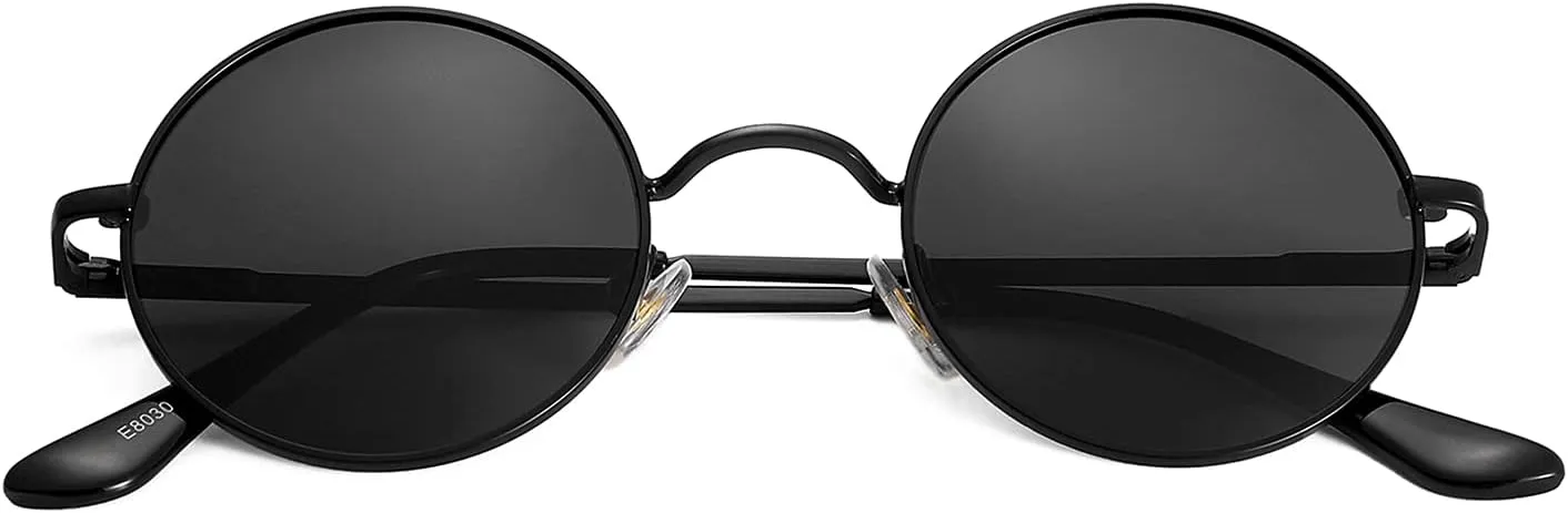 Red Lens Circle Glasses Small Round Polarized Sunglasses for Women Men Retro Hippie Style Circle Sun Glasses