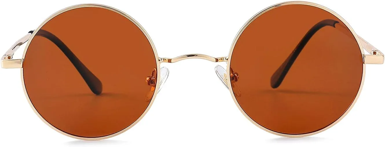 Red Lens Circle Glasses Small Round Polarized Sunglasses for Women Men Retro Hippie Style Circle Sun Glasses