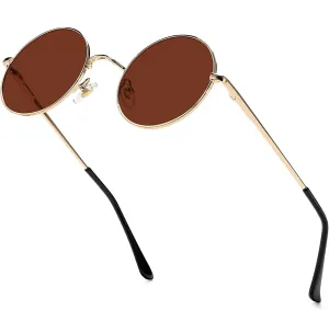 Red Lens Circle Glasses Small Round Polarized Sunglasses for Women Men Retro Hippie Style Circle Sun Glasses