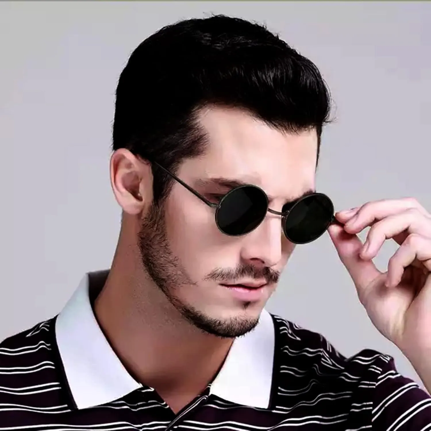Red Lens Circle Glasses Small Round Polarized Sunglasses for Women Men Retro Hippie Style Circle Sun Glasses