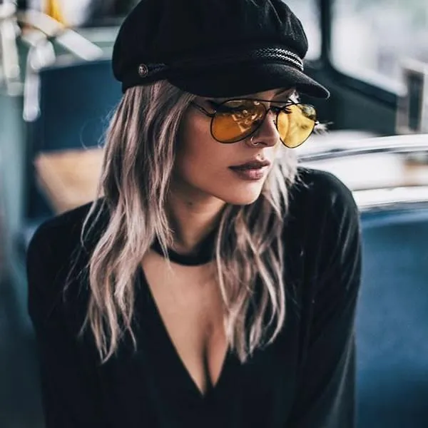 Retro Blue Blocking Roadster Style Lens Metal Aviator Sunglasses 8839