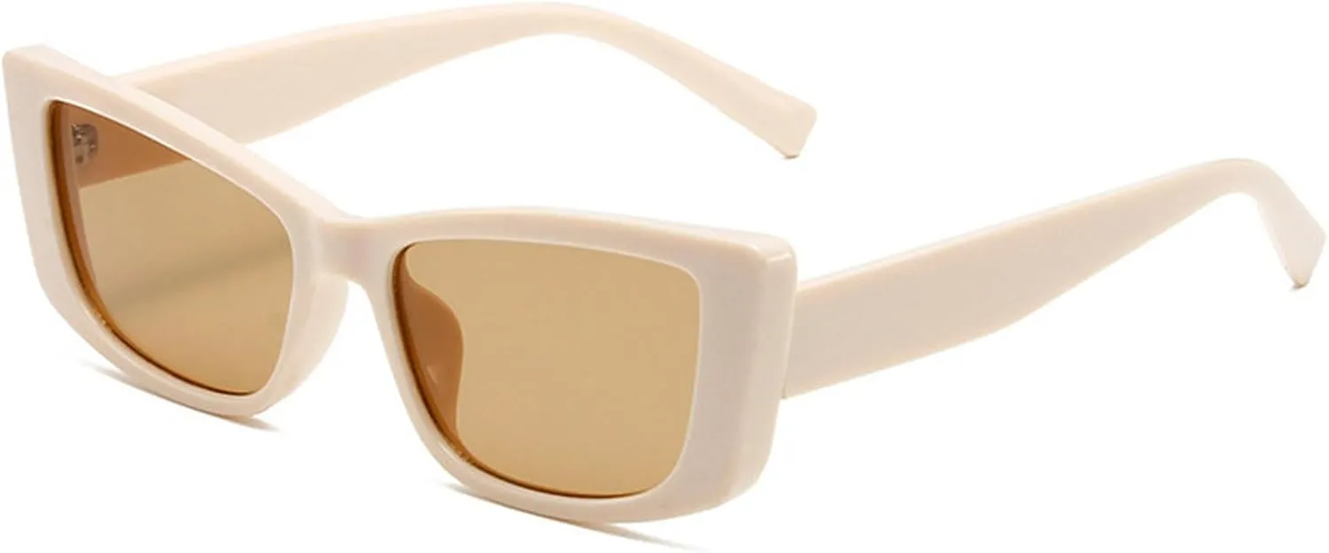 Retro Cat Eye Sunglasses for Women Vintage Shades Fashion Trendy Small 90s Rectangle Sunglasses﻿