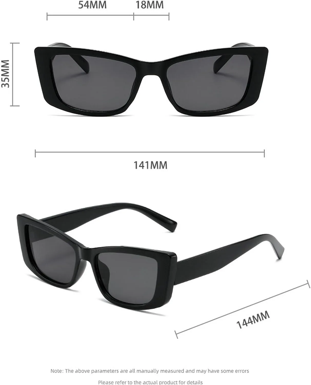Retro Cat Eye Sunglasses for Women Vintage Shades Fashion Trendy Small 90s Rectangle Sunglasses﻿