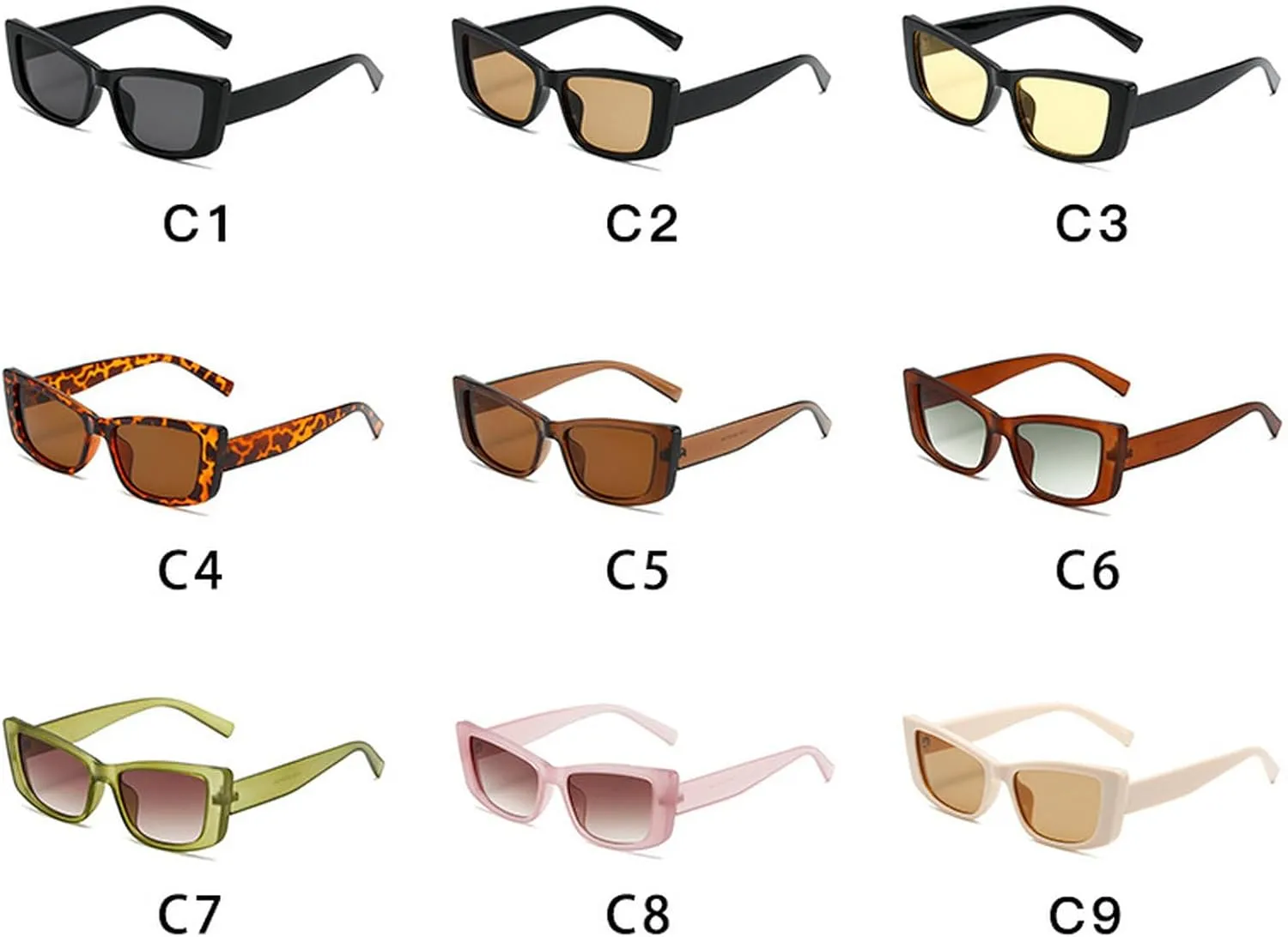 Retro Cat Eye Sunglasses for Women Vintage Shades Fashion Trendy Small 90s Rectangle Sunglasses﻿