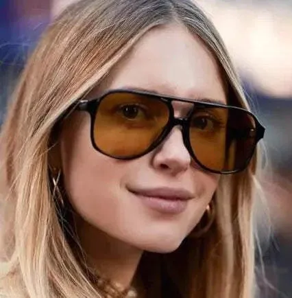 Retro Double Beam Stylish Large Frame Sunglasses